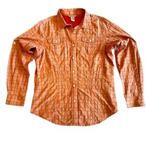 Duluth Trading Sidewinder Plaid Button-Up Shirt – Orange‎ – Women’s Medium